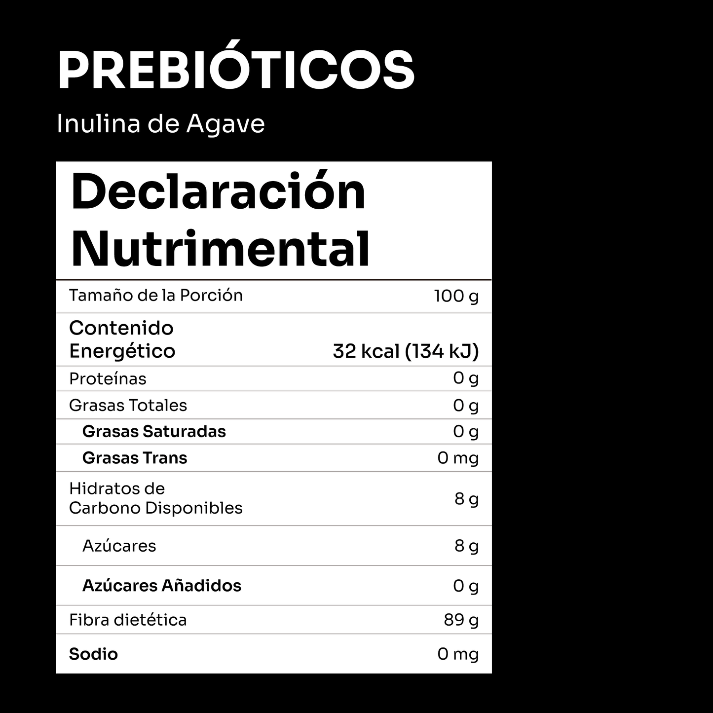 Prebióticos: Inulina de Agave 100 gr